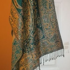 Teal and Gold scarf